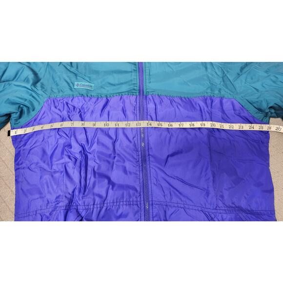 Columbia Vtg 90's Reversible Puffer Jacket  Teal & Purple attachable hood W LG - Picture 6 of 16